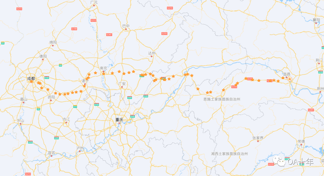 骑行国道318 - 从宜昌到成都(预)